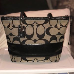 Coach Patent Leather and Canvas Logo Tote Bag